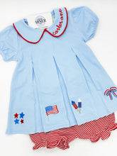 Load image into Gallery viewer, Patriotic Pleat Embroidery Bloomer Set
