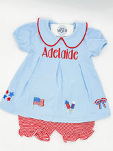 Load image into Gallery viewer, Patriotic Pleat Embroidery Bloomer Set
