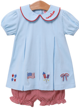 Load image into Gallery viewer, Patriotic Pleat Embroidery Bloomer Set
