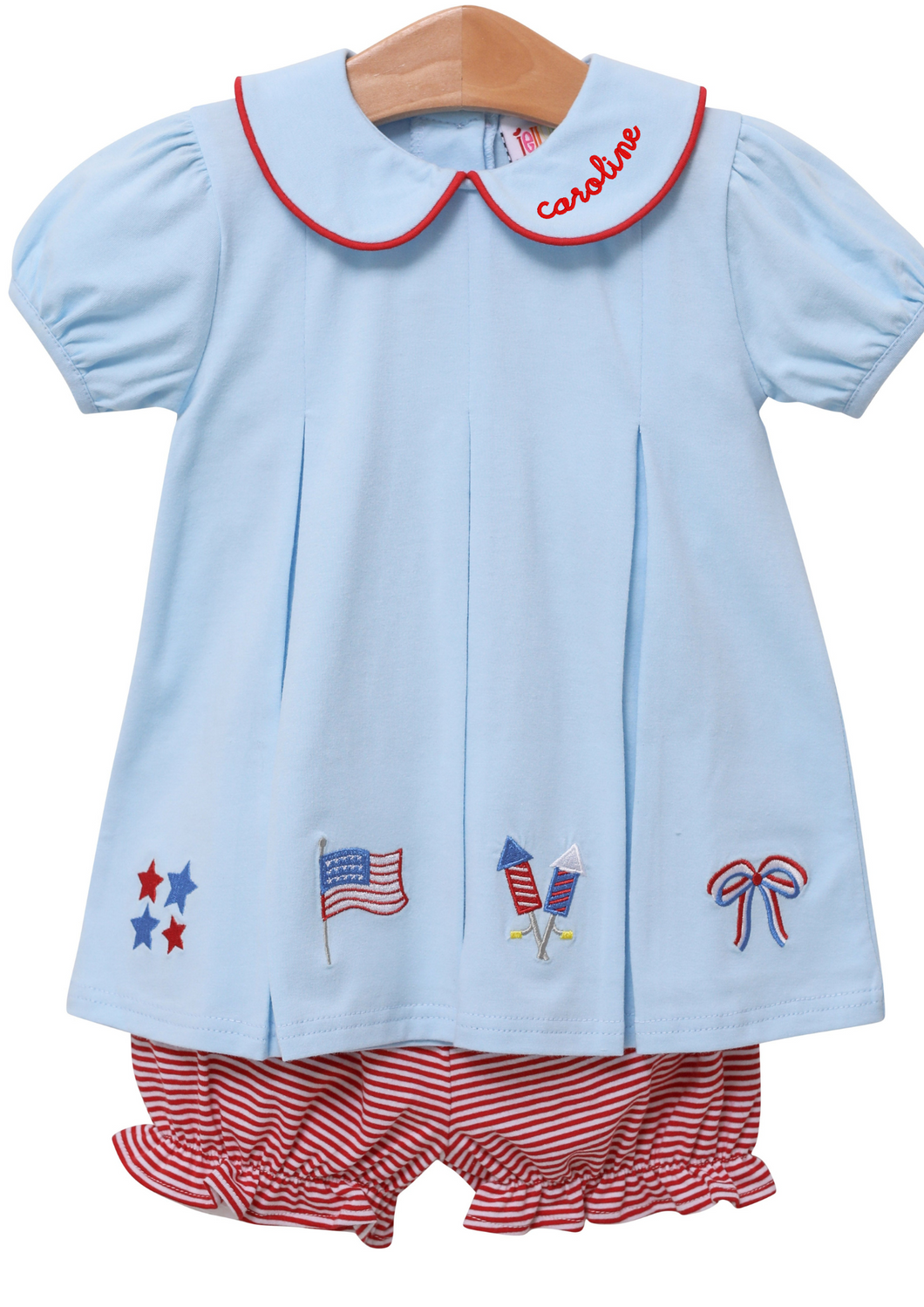 Patriotic Pleat Embroidery Bloomer Set